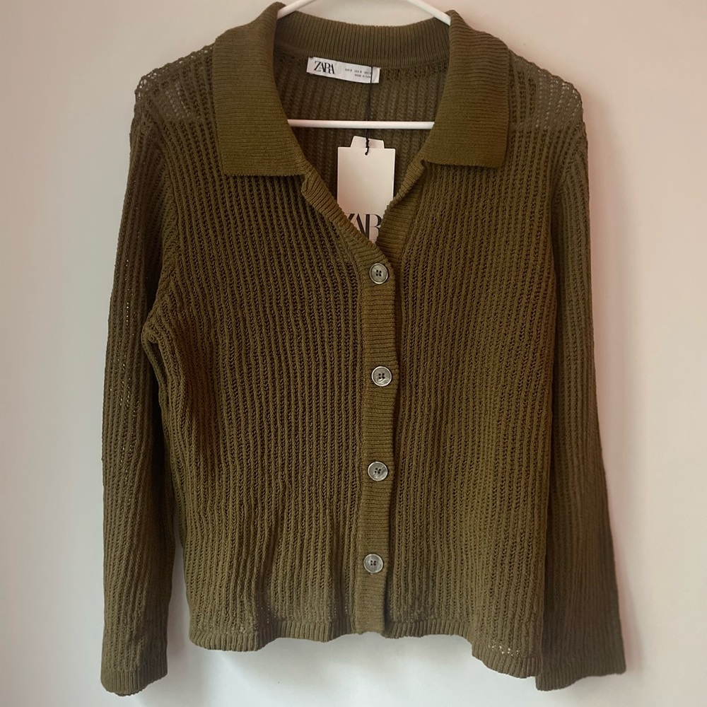 ZARA KNITTED COLLARED TOP